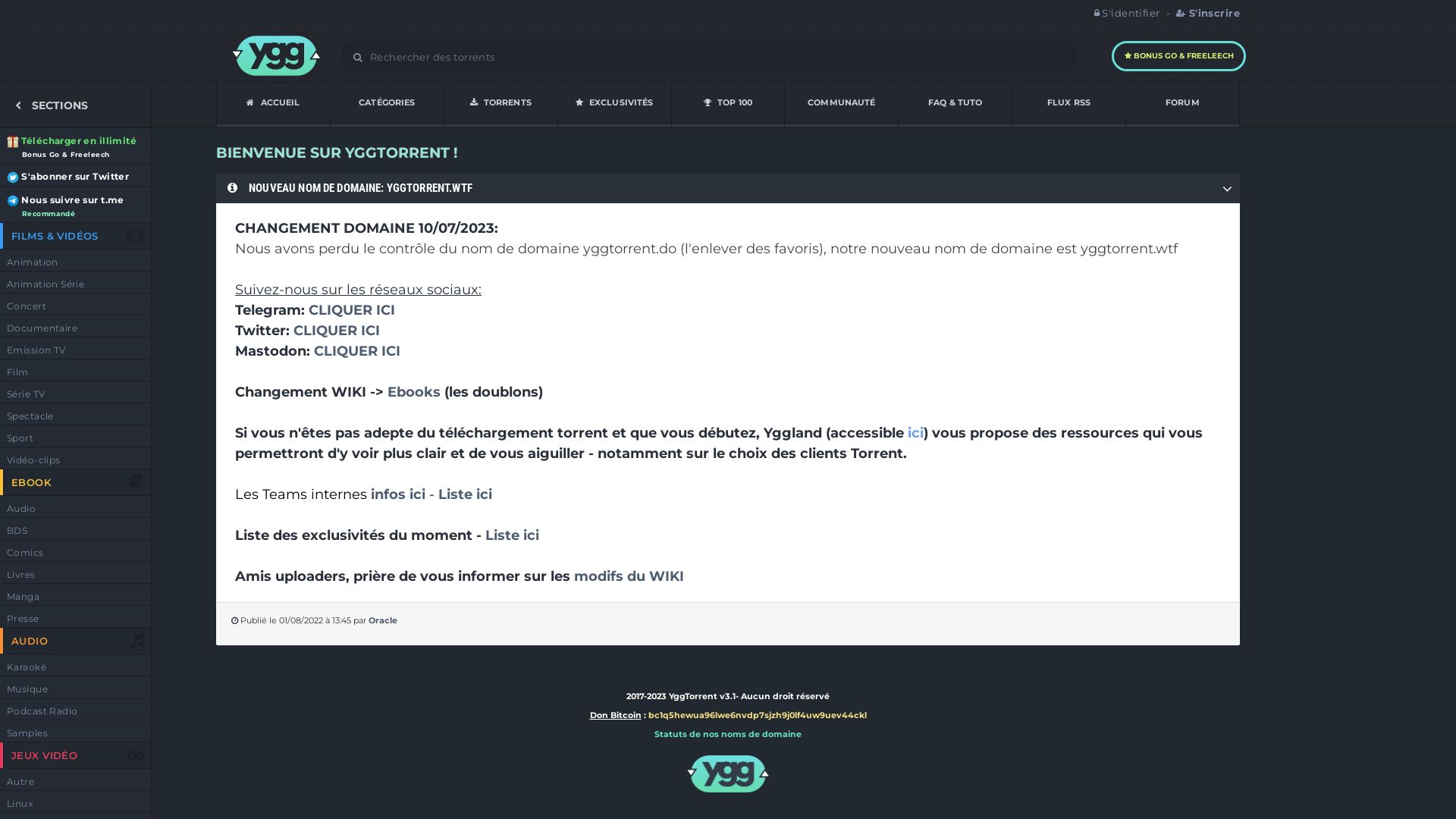 Stato del sito web yggtorrent.is è   ONLINE