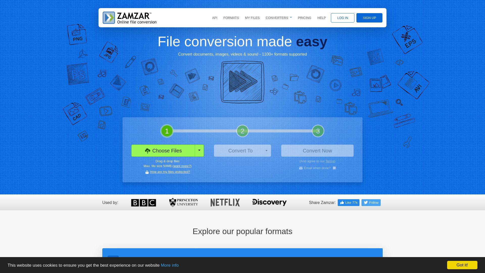 Stato del sito web zamzar.com è   ONLINE
